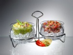 Two Dips On Ice Bowl sets complete with stylish,heavy guage chromed metal caddy.