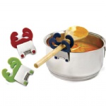 Silicone and stainless steel spoon holder pot clip