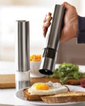 Stainless steel electric pepper mill set